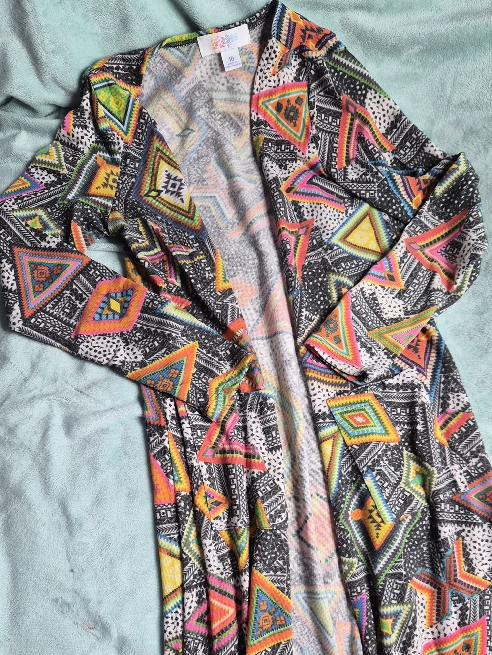 LuLaRoe Multicolor Geometric Kid's Sariah — Black, Pink, Yellow, Green, Blue